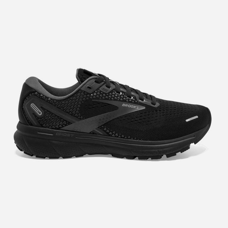 Brooks Ghost 14 Womens Cushioned Road Running Shoes Ireland Black/White/Charcoal/Ebony (DUHA-81749)